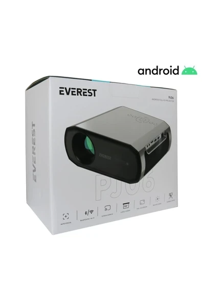 PJ06 Gri- Siyah 1080P 9800 Lümens Android 9.0 4K Destekli Full HD Projeksiyon Cihaz ürün görseli 1