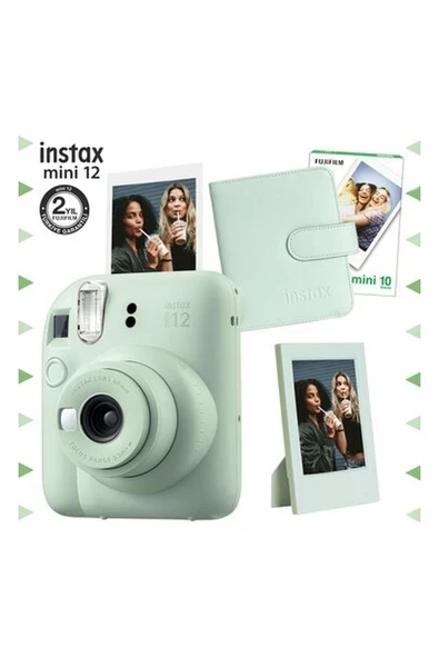 Fujifilm Instax Mini 12 Yeşil Fotoğraf Makinesi-10'lu Film-Çerçeve ve Kare Albüm Seti ürün görseli 1