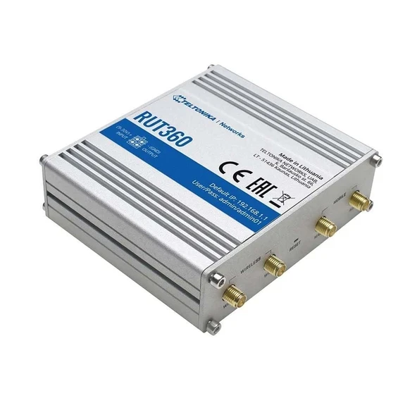 Teltonika RUT360100100 Model RUT360 LTE Endüstriyel Hücresel Yönlendirici; Yalnızca ABD'de kullanım için; 4G/3G Frekansları; Ethernet Arayüzleri, WiFi ve Hücresel Mod... ürün görseli 1