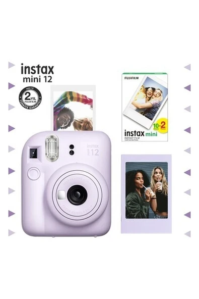 Instax Mini 12 Lila Fotoğraf Makinesi-Çerçeve ve 20'li Mini Film Seti ürün görseli 1