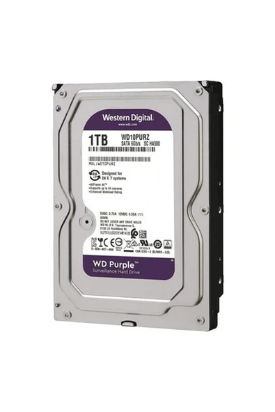 Western Dıgıtal Purple WD10PURZ 1 Tb Sata 6gb/s 7/24 Güvenlik Harddısk (4887) ürün görseli 1