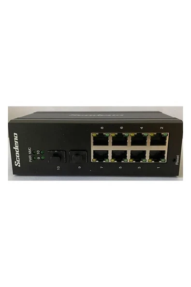 Scodeno 8 Port Bakır 8*10/100/1000 2*1000 Port Fiber Girişli 10 Port Endüstriyel Yönetilebilir Poe Switch Ons-8 ürün görseli 1