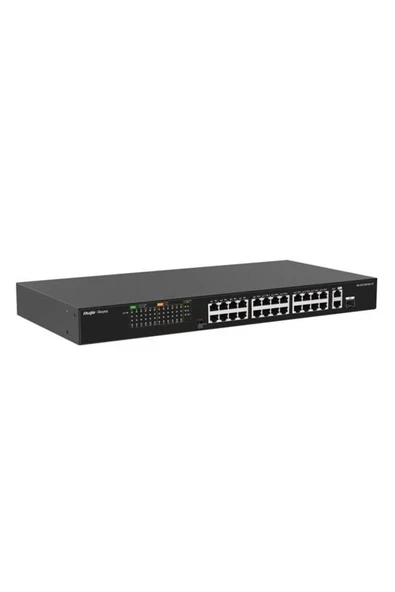 REYEE 24port RG-ES126FGS-LP 10/100 2-UPLINK 1-SFP 180W YÖNETİLEMEZ POE SWITCH ürün görseli 1