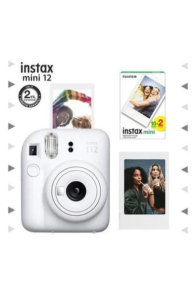 Instax Mini 12 Beyaz Fotoğraf Makinesi-Çerçeve ve 20'li Mini Film Seti ürün görseli 1