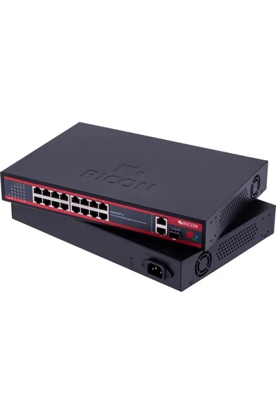 Ricon RSB163GEP+U 16 Port- Power Over Ethernet Unmanaged Switch ürün görseli 1