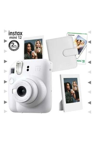 Fujifilm Instax Mini 12 Beyaz Fotoğraf Makinesi-10'lu Film-Çerçeve ve Kare Albüm SETI-FOTSI198-S4-10-KA-C ürün görseli 1