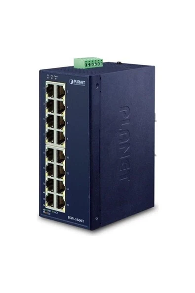 Endüstriyel 16-Port 10/100TX Fast Ethernet Switch (-40~75 derece C)\nIndustrial 16-Port 10/100TX Fast Ethernet Switch (-40~75 degrees C) ürün görseli 1