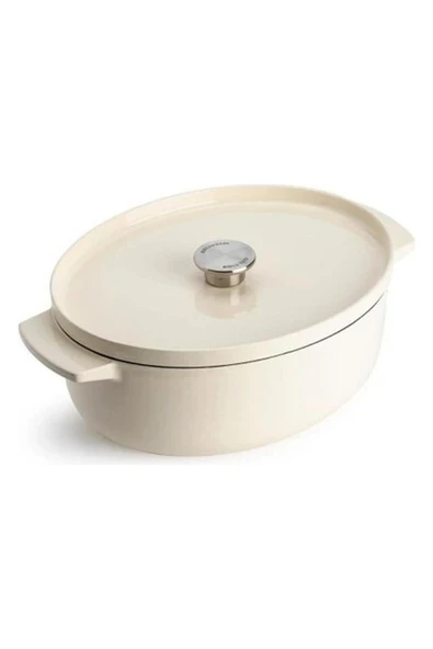 Kitchenaid CC006062 Oval Döküm Demir Tencere 30 cm / 5,6 L Almond Krem ürün görseli 1