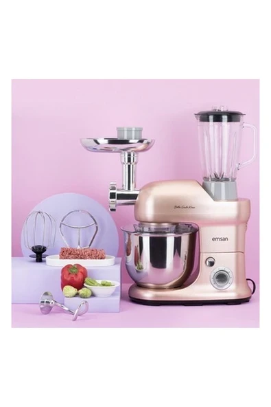 Emsan Bella Gusto Maxi Golden Pink Stand Mikser Mutfak Şefi 1300W 5 Lt ürün görseli 1