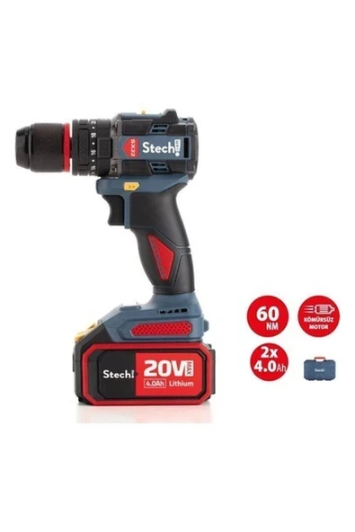Stechend SX22 Akülü Darbeli Matkap 2 x 4 Amper Akü (20V) ürün görseli 1