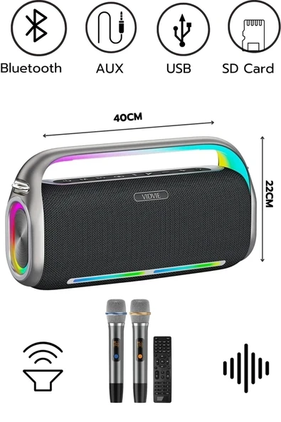 VIDVIE Xl-SP920 Şarjlı 2 Mikrofonlu 200W Bluetooth Hoparlör ürün görseli 1