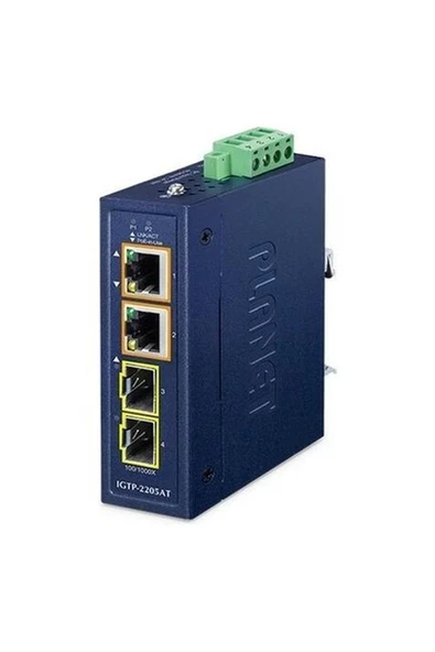 Planet PL-IGTP-2205AT 2 Port Gigabit 2 Port Sfp Poe+ Compact Endıstriyel Media Converter ürün görseli 1
