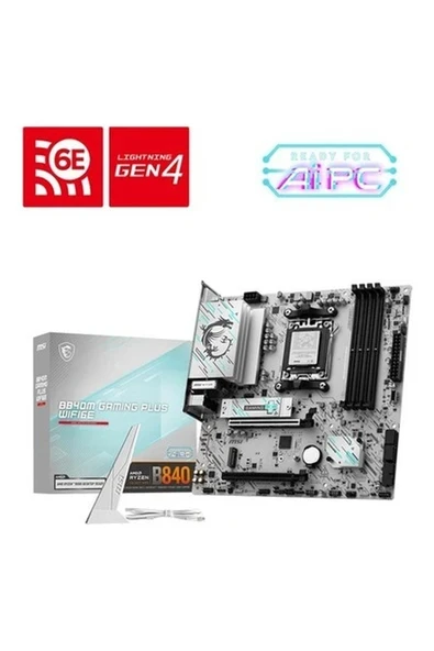 Msı B840M Gamıng Plus WIFI6E Am5 Ddr5 8000MHZ(OC) HDMI , Dp,2x M.2 USB 5 Gbs 2.5g Lan Wı-Fı 6e Matx ürün görseli 1