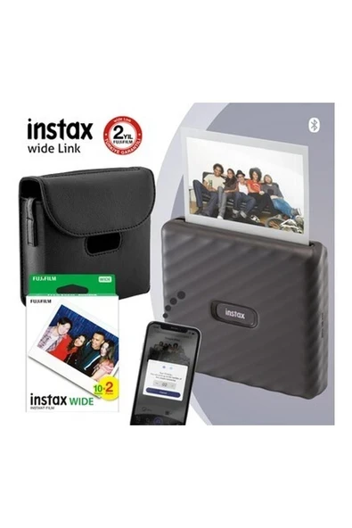 Instax Wide Link Gri Akıllı Yazıcı ve Çantalı Hediye Seti 4 ürün görseli 1