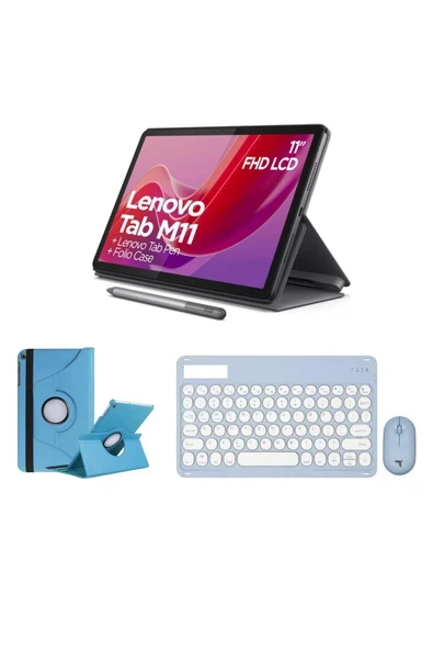 Tab M11 8GB RAM 128GB HAFIZA 11\" Wifi WUXGA TABLET+ORJİNAL KALEM+MAVİ KLAVYE MOUSE+MAVİ KILIF ürün görseli 1