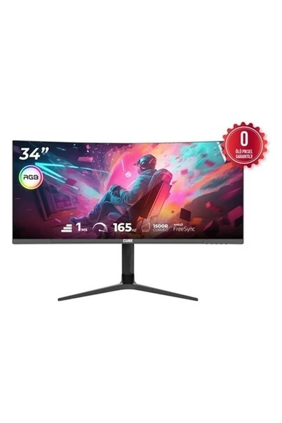 Cube 34 Cube PA-34V165C Va 1ms 165HZ HDMI Dp Type-C 2k Wqhd 3440X1440 Curved Yukseklık Ayarı Vesa Rgb Fre ürün görseli 1