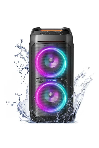 W-Kıng T11 Bluetooth Hoparlör 220W Partybox 24S Dinleme Işıklı Ipx6 Kablosuz Stereo Tws Ses Bombası Siyah ürün görseli 1