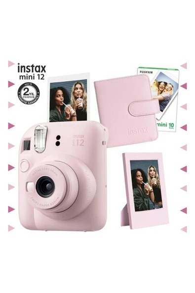 Fujifilm Instax Mini 12 Pembe Fotoğraf Makinesi-10'lu Film-Çerçeve ve Kare Albüm Seti ürün görseli 1