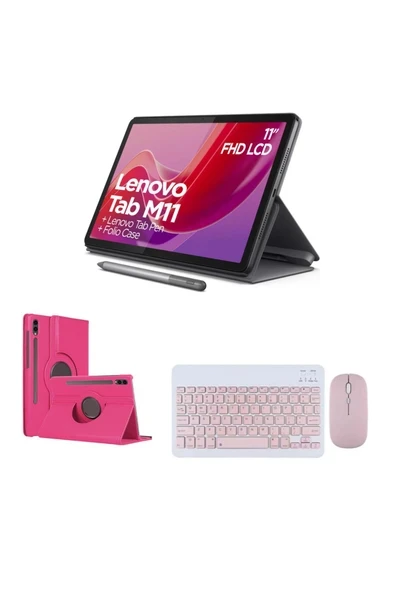 Tab M11 8GB RAM 128GB HAFIZA 11\" Wifi WUXGA TABLET+ORJİNAL KALEM+PEMBE KLAVYE MOUSE+ PEMBE KILIF ürün görseli 1