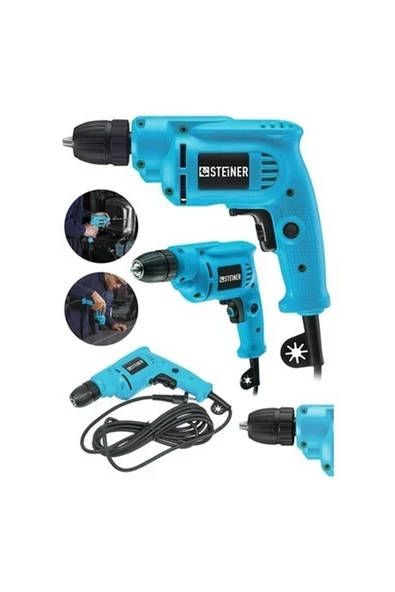 Alman 1400 Watt 10 mm Professional Bakır Sargılı Kablolu Darbesiz Vidalama Matkap Mavi ürün görseli 1