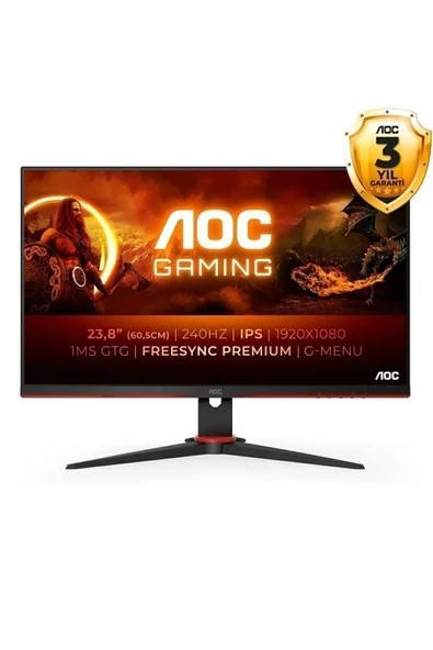 AOC 24G2ZE 23.8" 240Hz 0.5ms (HDMI+Display) FreeSync Premium FHD IPS Monitör ürün görseli 1
