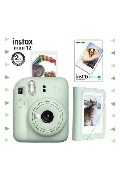 Instax Mini 12 Yeşil Fotoğraf Makinesi-10'lu Film ve Mini Albüm Seti ürün görseli 1