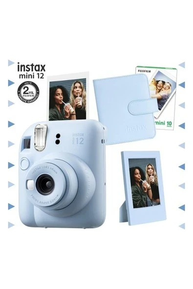 Fujifilm Instax Mini 12 Mavi Fotoğraf Makinesi-10'lu Film-Çerçeve ve Kare Albüm Seti ürün görseli 1