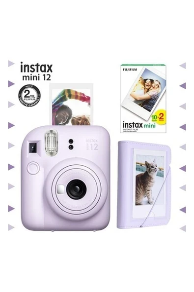 Instax Mini 12 Lila Fotoğraf Makinesi-20'li Film ve Mini Albüm Seti ürün görseli 1