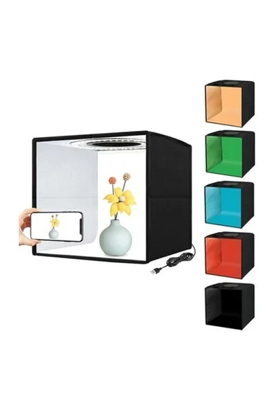 Mini Resim ve Fotoğraf Stüdyosu Işık Kutusu 40CM x 40CM Fotoğraf Çekim Çadırı Taşınabilir Katlanabilir +6 Çeşit Küçük Ürünler Için Çift Taraflı Renkli Arka Planlar ürün görseli 1