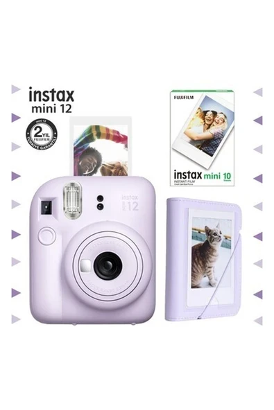 Instax Mini 12 Lila Fotoğraf Makinesi-10'lu Film ve Mini Albüm Seti ürün görseli 1