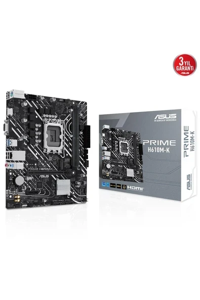 Asus Prime H610M-K Intel Soket LGA1700 DDR5 5600MHz mATX Gaming (Oyuncu) Anakart ürün görseli 1