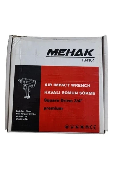 Mehak TB4104 3/4'' Havalı Somun Sökme Tabancası ürün görseli 1
