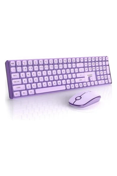 Seenda 2.4ghz Kablosuz Mekanik Klavye ve Mouse Kombosu - Mor ürün görseli 1