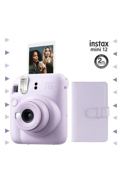 Instax Mini 12 Lila Fotoğraf Makinesi ve 96'lı Laporta Albüm Seti ürün görseli 1