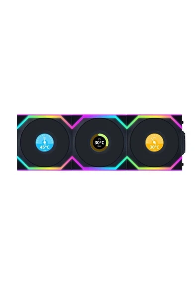Lian Li Unı Fan Sl Wıreless LCD 3X120MM Siyah Kasa Fanı (G99.12SLLCD1W3B.00) ürün görseli 1