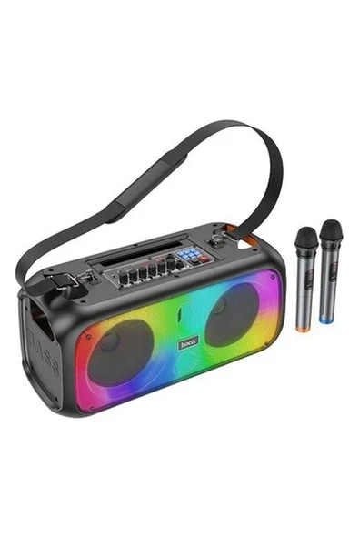 Hoco BS54 Party Çift Mikrofonlu Bluetooth Rgb Kablosuz Hoparlör - Siyah ürün görseli 1