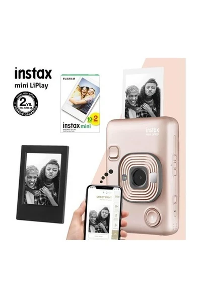 Fujifilm Instax Mini Liplay Hybrid Blush Gold Fotoğraf MAKINESI-20LI Mini Film ve Çerçeve ürün görseli 1
