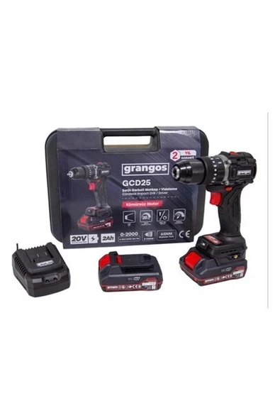 Grangos GCD25-T2 20V 2 Ah Çift Akülü Darbeli Matkap ürün görseli 1