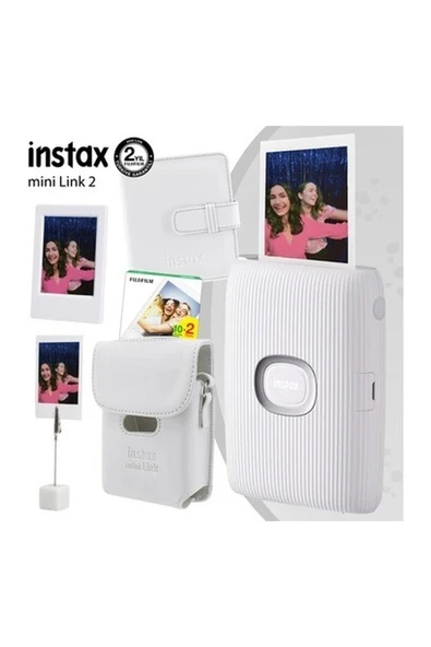 Fujifilm Instax Mini Link 2 Beyaz Yazıcı 20LI Mini Film Deri Kılıf Albüm Çerçeve ve Kıskaçlı Stand ürün görseli 1