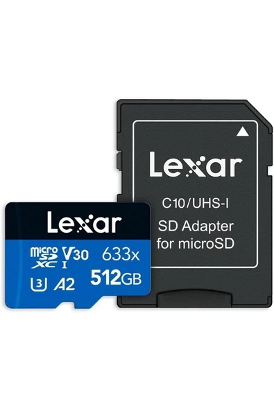 512gb High-performance 633x Microsdxc Uhs-ı, Up To 100mb/s Read 70mb/s Write C10 A2 V30 U3 ürün görseli 1