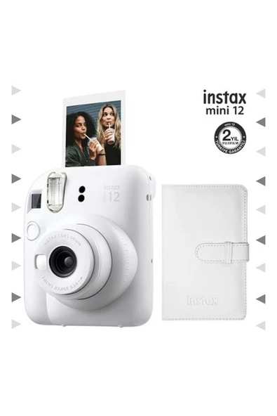 Instax Mini 12 Beyaz Fotoğraf Makinesi ve 96'lı Laporta Albüm Seti ürün görseli 1
