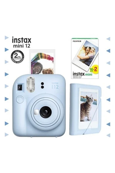 Instax Mini 12 Mavi Fotoğraf Makinesi-20'li Film ve Mini Albüm Seti ürün görseli 1