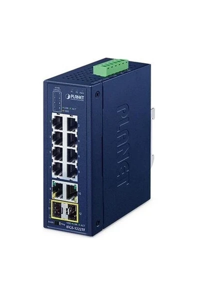 Planet PL-IFGS-1222TF 8 Port 100MBPS 4 Port Sfp Industrial Ethernet Switch ürün görseli 1
