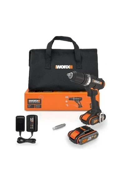 Worx WX370.1 20VOLT/2.0AH. Li-Ion Çift Akülü Profesyonel Şarjlı Darbeli Matkap ürün görseli 1