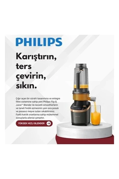 Phılıps  Flip & Juice Blender, Meynane Sıkacağı Modüllü, Problend Ultra Teknolojisi, Nutriu Uygulaması, Hızlı Seçim Programları ürün görseli 1