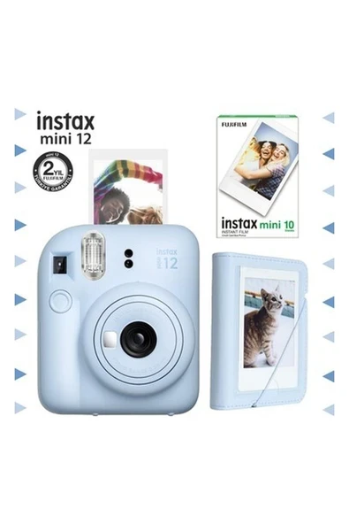 Instax Mini 12 Mavi Fotoğraf Makinesi-10'lu Film ve Mini Albüm Seti ürün görseli 1
