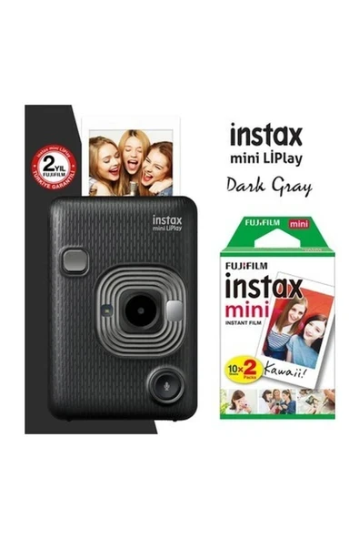 Instax Mini Liplay Hybrid Dark Gray Fotoğraf Makinesi 20LI Mini Film ürün görseli 1