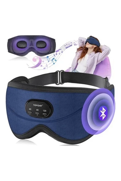 Topoınt Uyku Kulaklıkları Bluetooth 3D Uyku Maskesi - Lacivert (Kadife) ürün görseli 1