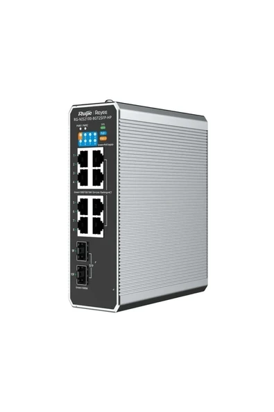 Ruijie RG-NIS2100-8GT2SFP-HP 8 Port Gigabit PoE + 2 Port SFP Endüstriyel Yönetilebilir Switch ürün görseli 1