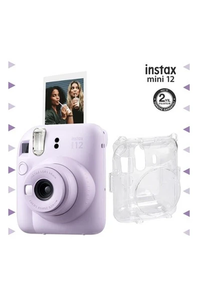 Instax Mini 12 Lila Fotoğraf Makinesi ve Şeffaf Kılıf Seti ürün görseli 1